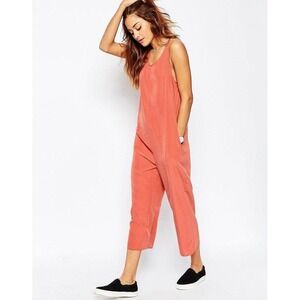 ASOS Minimal Petite Jumpsuit Sleeveless Crop Wide Leg Copper Adjustable Back 00